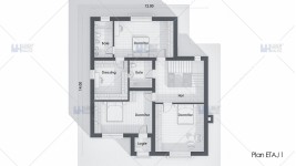 Proiect casa parter + etaj (190 mp) - Artua Gri